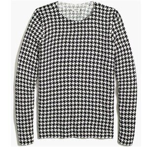 J. Crew Factory Houndstooth Teddie sweater, Black/Cream, XL, 100% Cotton